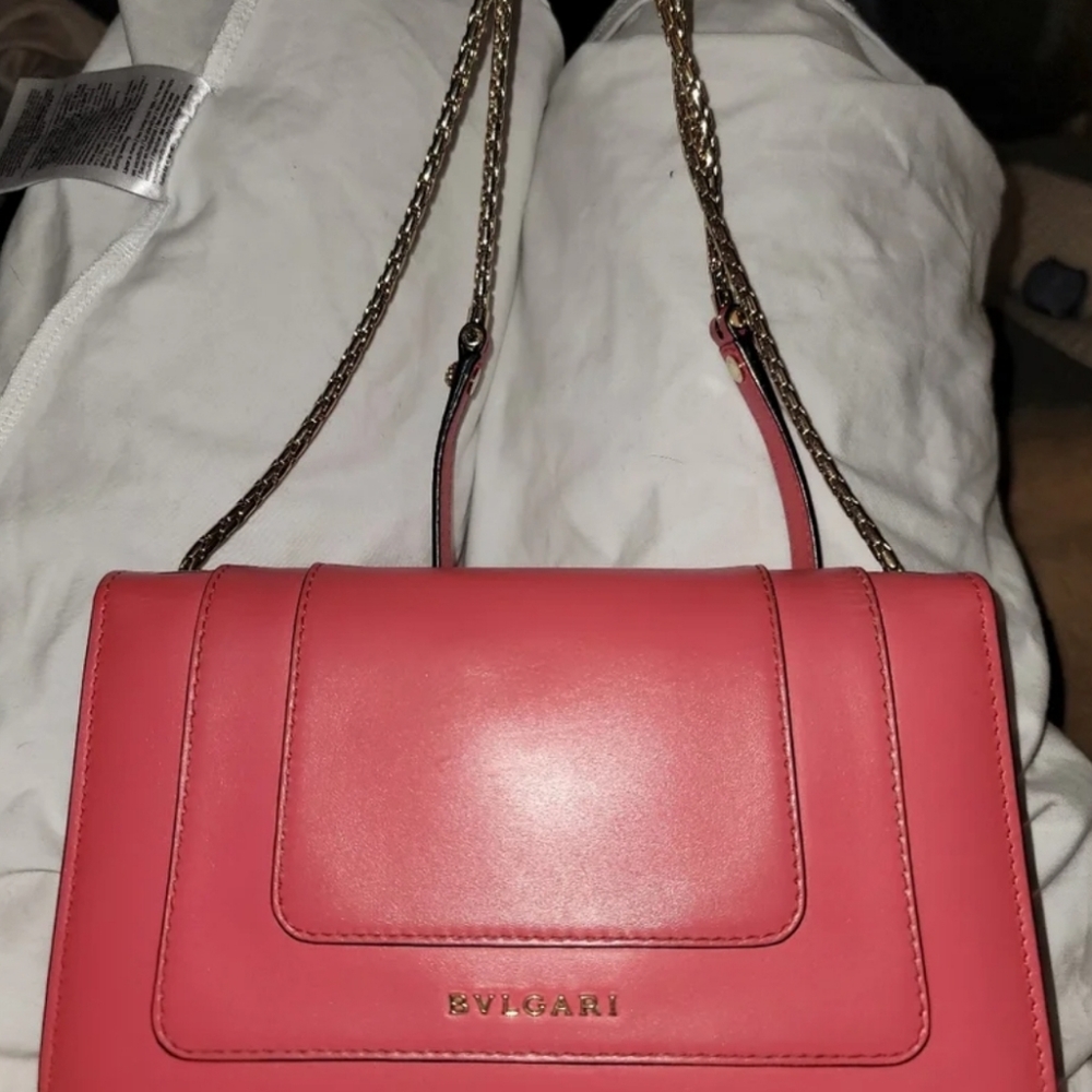 Nwt Bvlgari Serpenti Forever Sea Star Coral Calf Leather And Enamel Shoulder Bag - Picture 7 of 7